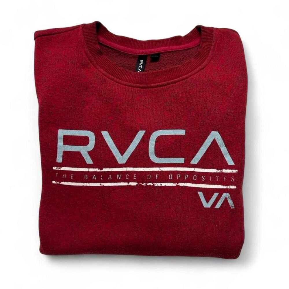 Red RVCA Logo Crewneck Sweatshirt Large - Picture 4 of 5